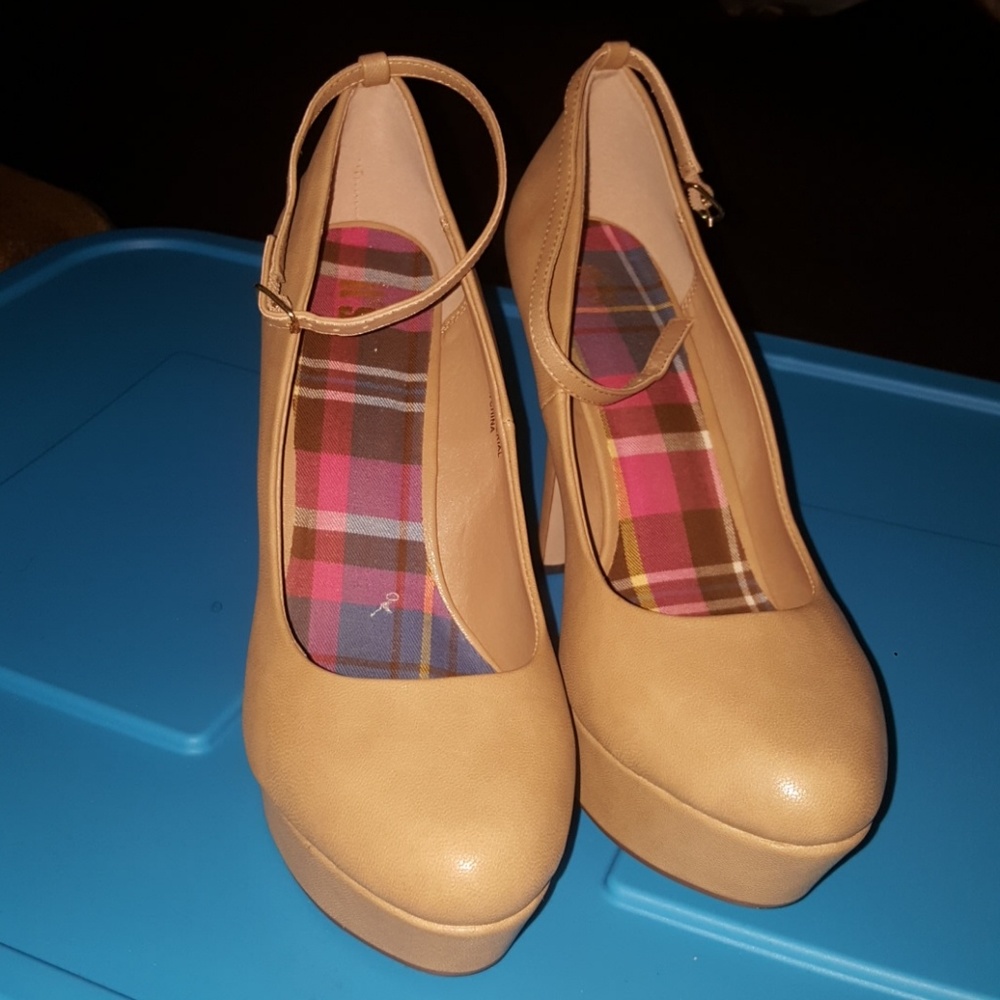 Taupe SZ11 Ankle Strap Leather Heel